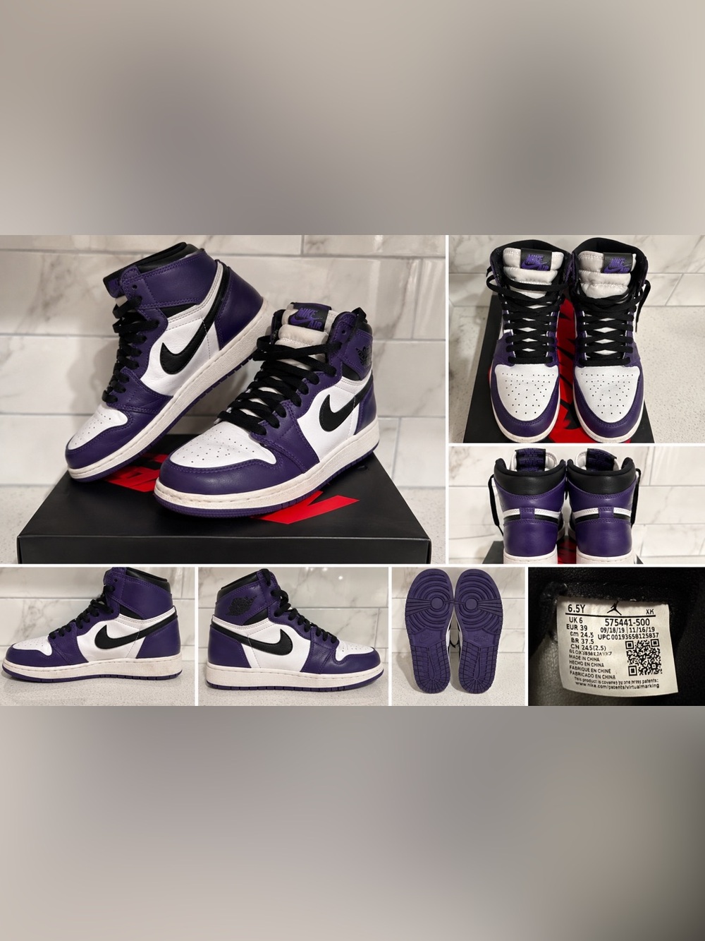 Nike Air Jordan 1 Retro High OG GS Court Purple 2.0 Size 6.5Y Women’s 8